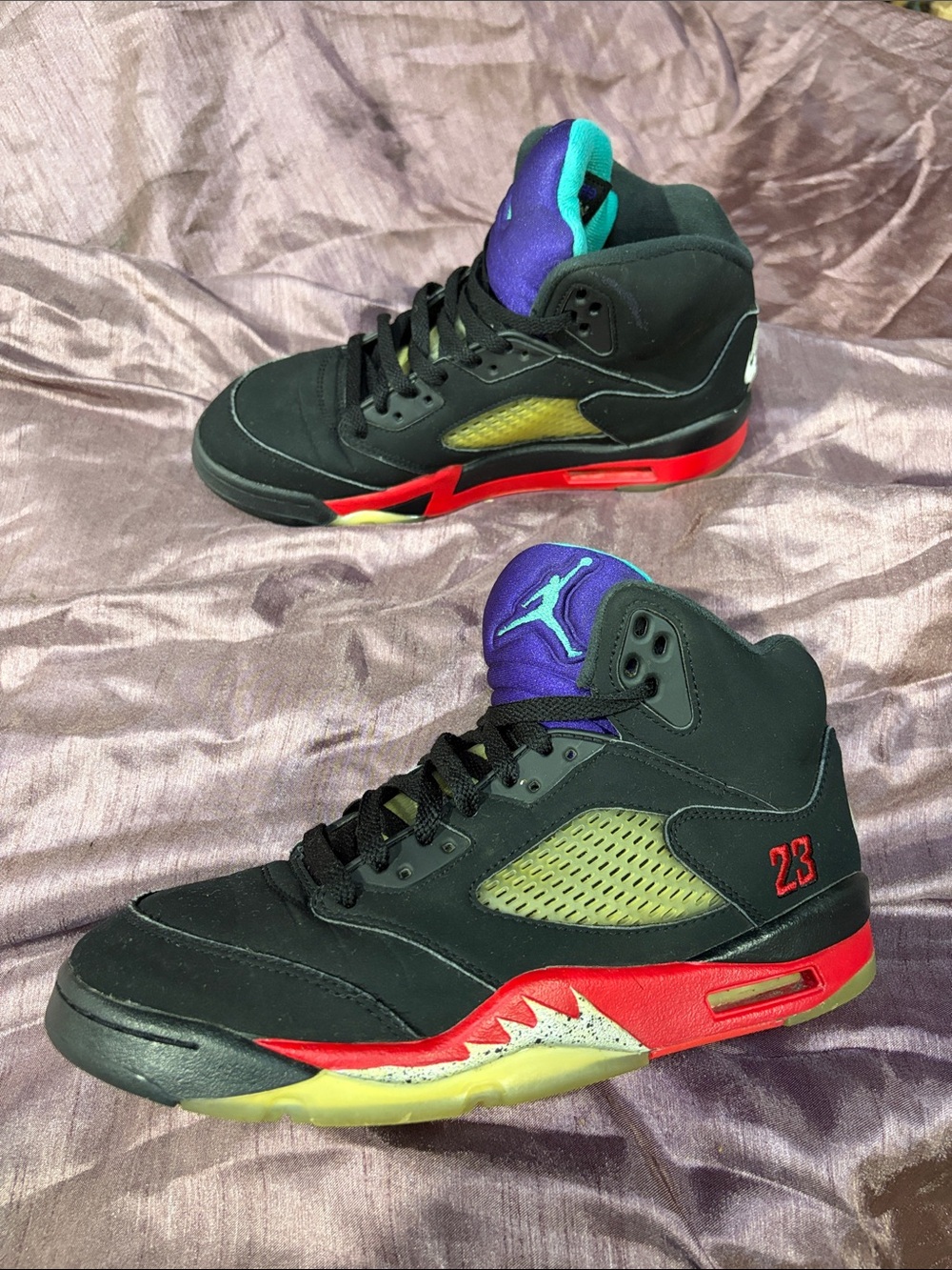 Nike Black High-Top Sneakers with Red, Purple & Teal Accents